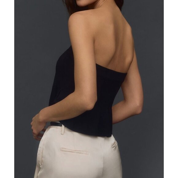 Maeve By Anthropologie Womens The Fontana Flared Tube Top Black Size L - Picture 2 of 6